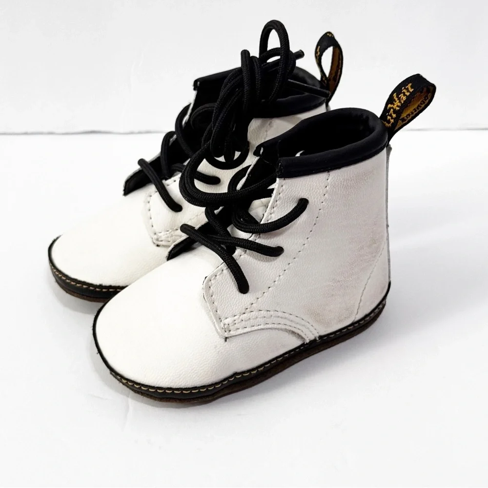Dr. Martens White and Black Combat Boots baby size 3